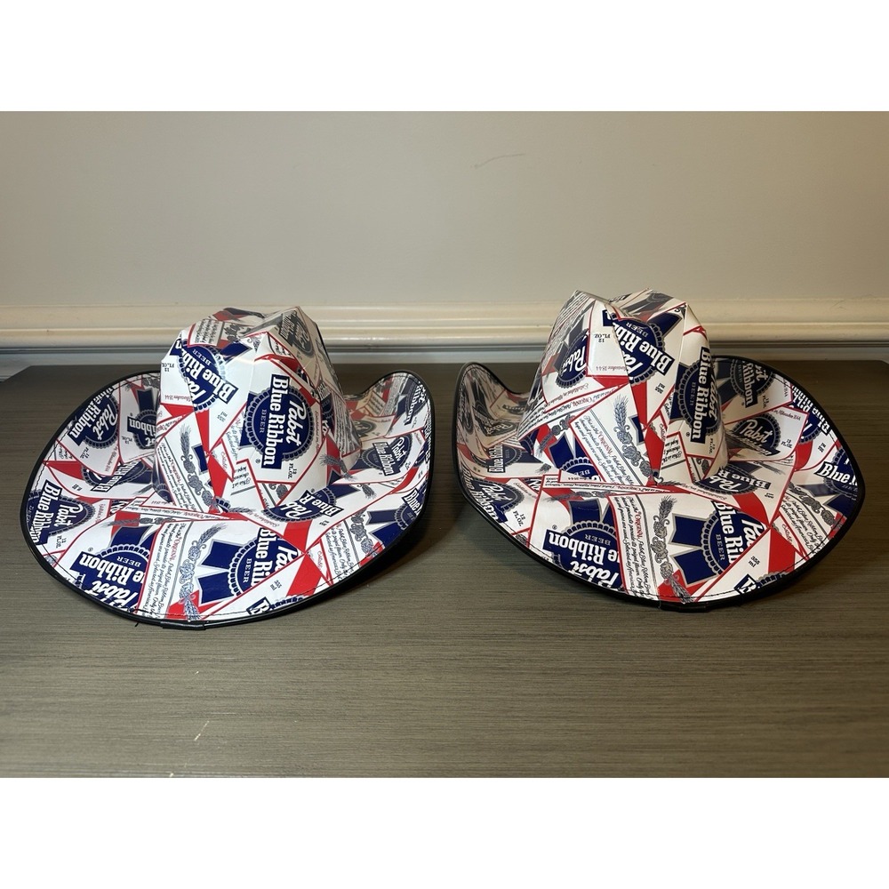 2 Pabst Blue Ribbon Cardboard‎ Cowboy Hats Pre-owned